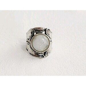 Didae Israel Shablool Silver Brutalist Moonstone Statement Ring Sz 7